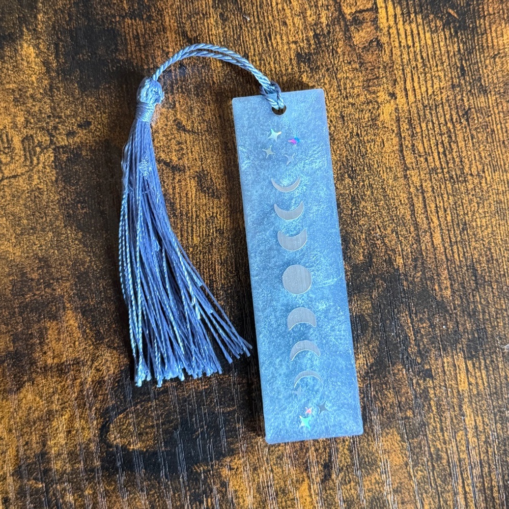 Blue Moon Phase Tassel handmade resin Bookmark